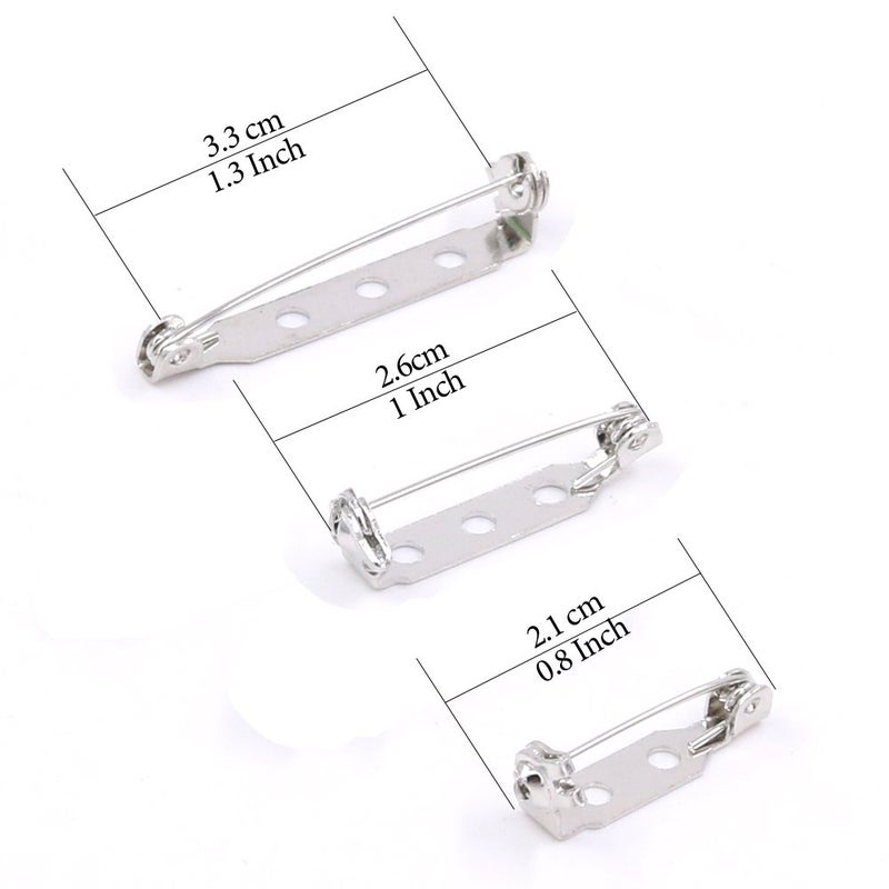 Rustark 120Pcs 3 Sizes Silver Tone Pin Back Clasp Brooch for Badge Crafts, Jewelry Crafting, Sewing Fabric, Making Corsage - Small/Medium/Large - Image 2